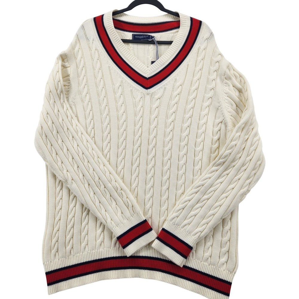 Vineyard Vines NWT Mens XXL Heritage Varsity‎ Sweater Marshmallow Cream